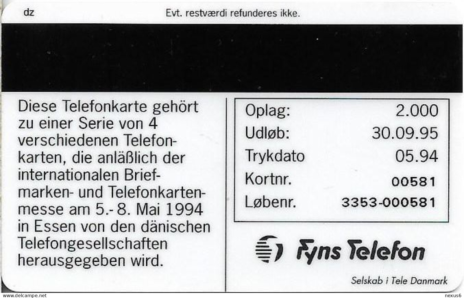 Denmark - Fyns - Essen '94 Phonecard Exhibition - TDFP025 - 05.1994, 2.000ex, 5kr, Used - Danimarca