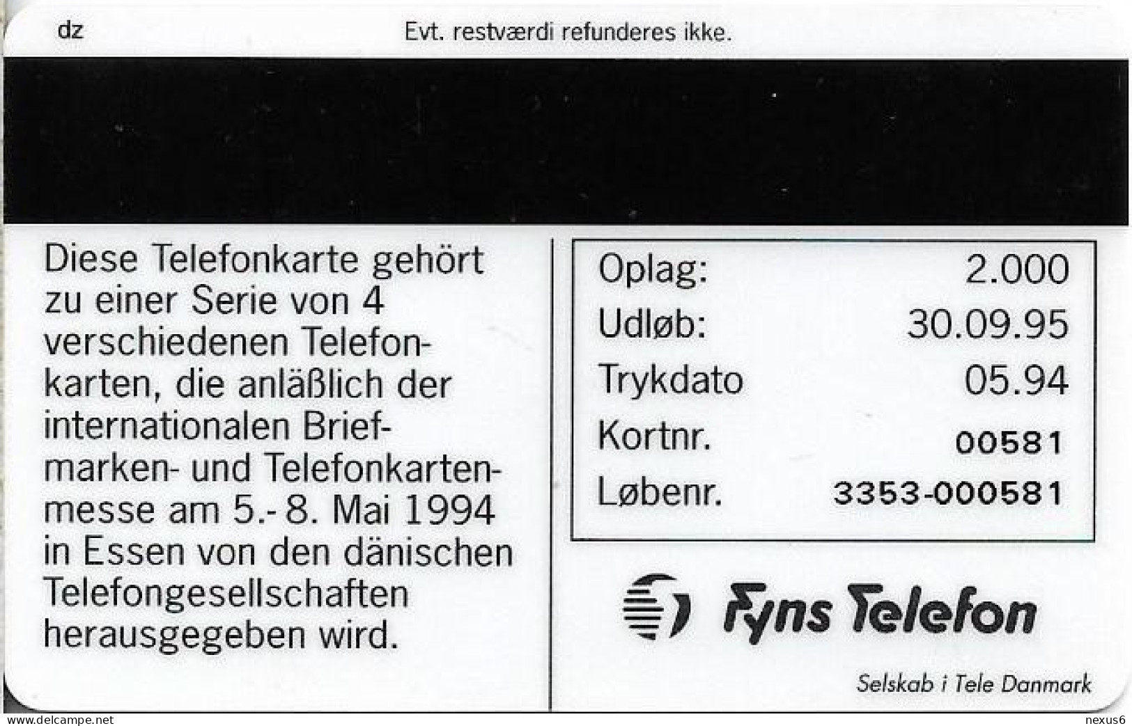 Denmark - Fyns - Essen '94 Phonecard Exhibition - TDFP025 - 05.1994, 2.000ex, 5kr, Used - Dänemark