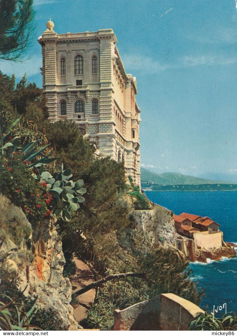 MONACO --1971-- Timbre Et Flamme  Sur Cpsm Musée Océanographique De Monaco - Briefe U. Dokumente