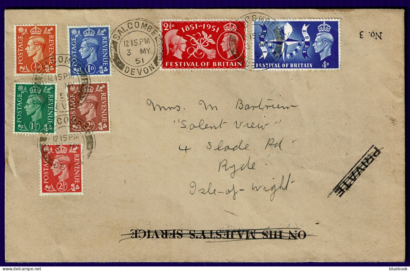 Ref 1639 - GB 1951 - Festival Of Britain & With 5 Definitives - First Day Cover FDC - ....-1951 Pre-Elizabeth II