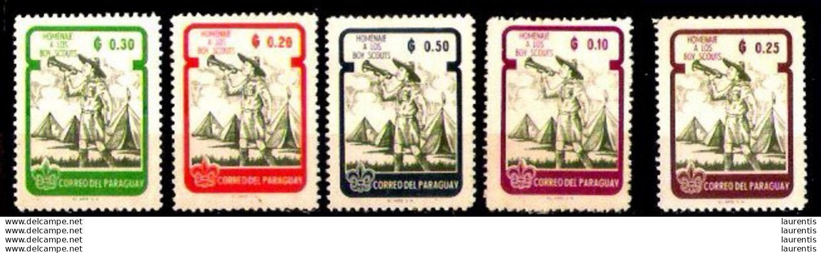 24621  Scouts - Music - Paraguay Yv 648-52 - Hinged - 1,15 - Unused Stamps