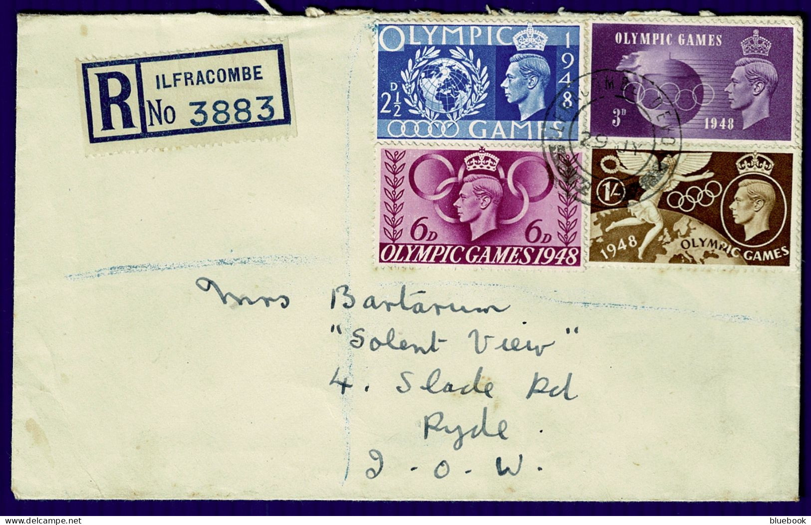 Ref 1639 - GB 1948 - Olympic Games - Registered First Day Cover FDC Ifracombe - ....-1951 Vor Elizabeth II.