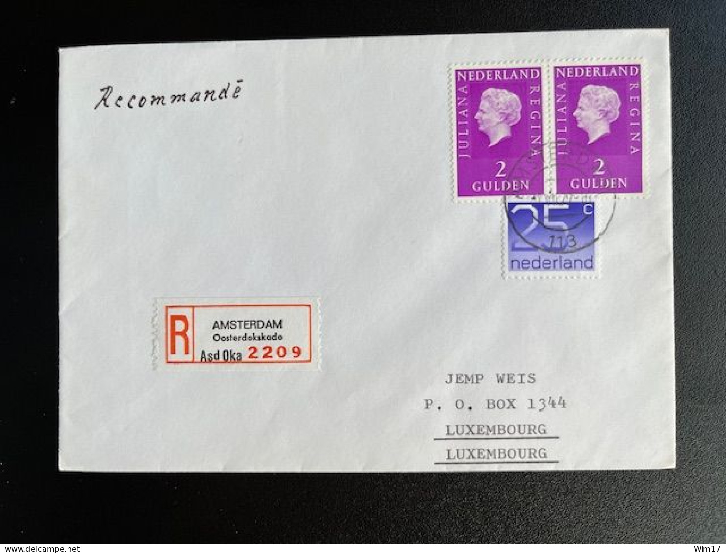 NETHERLANDS 1979 REGISTERED LETTER AMSTERDAM OOSTERDOKSKADE TO LUXEMBOURG 01-07-1979 NEDERLAND AANGETEKEND - Brieven En Documenten