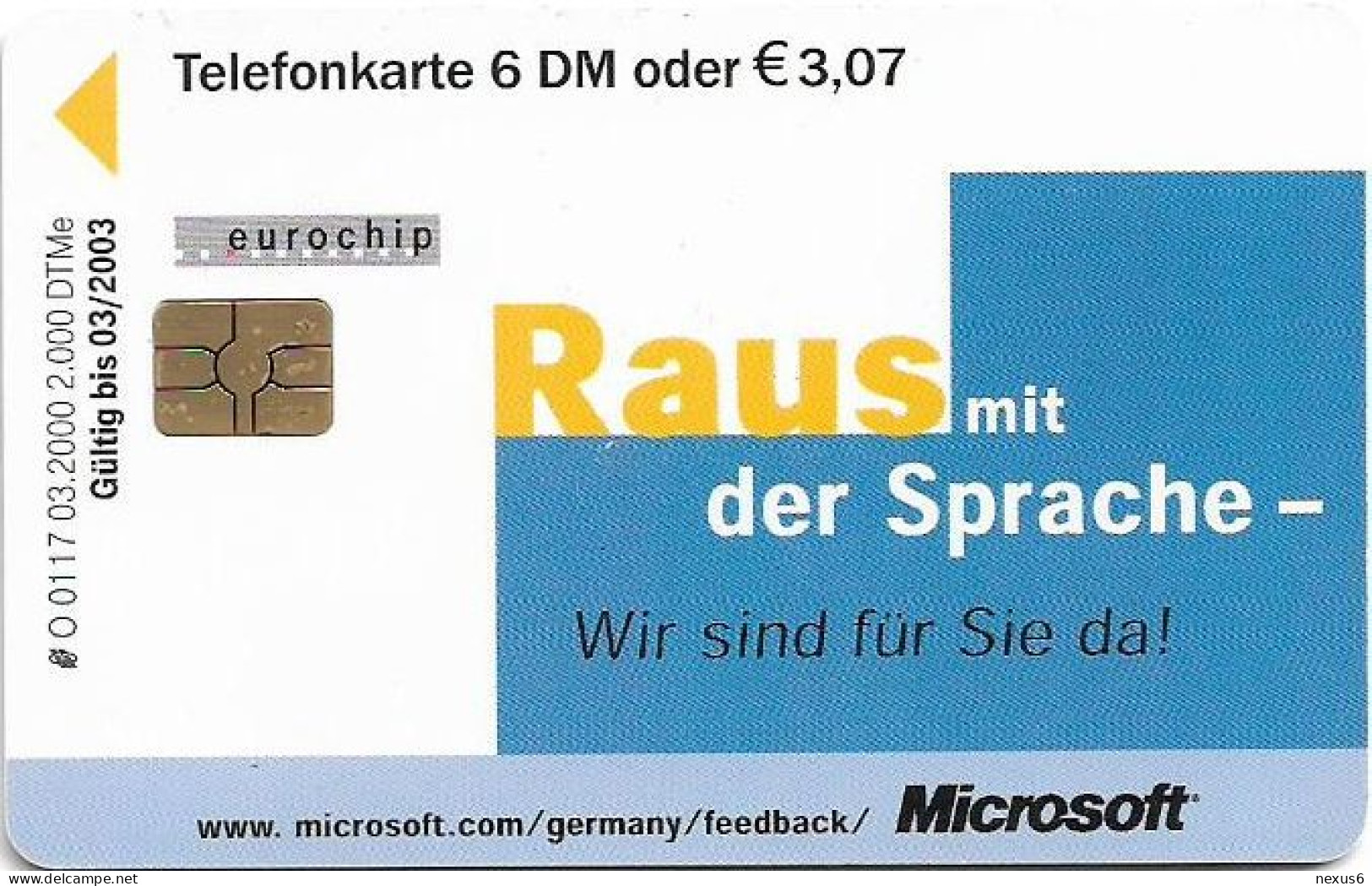 Germany - Microsoft - Raus Mit Der Sprache - O 0117 - 03.2000, 6DM, 2.000ex, Used - O-Series: Kundenserie Vom Sammlerservice Ausgeschlossen