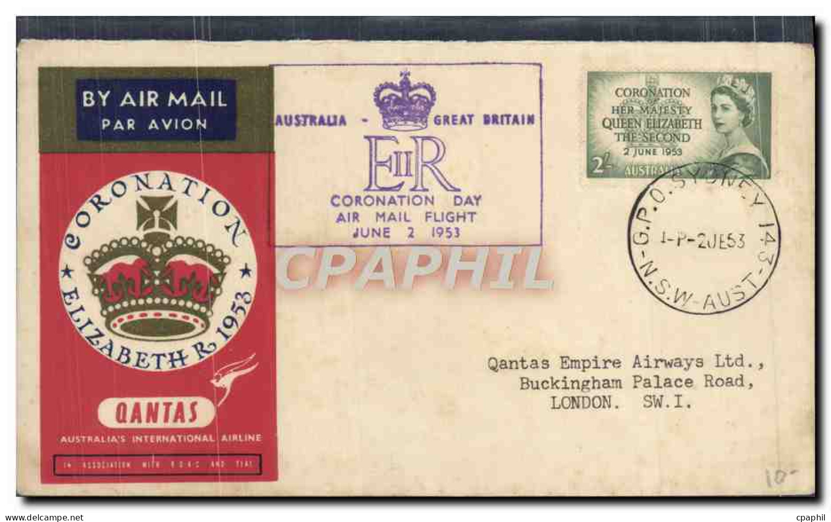 Lettre Qantas Australie 2 6 1953 - Brieven En Documenten