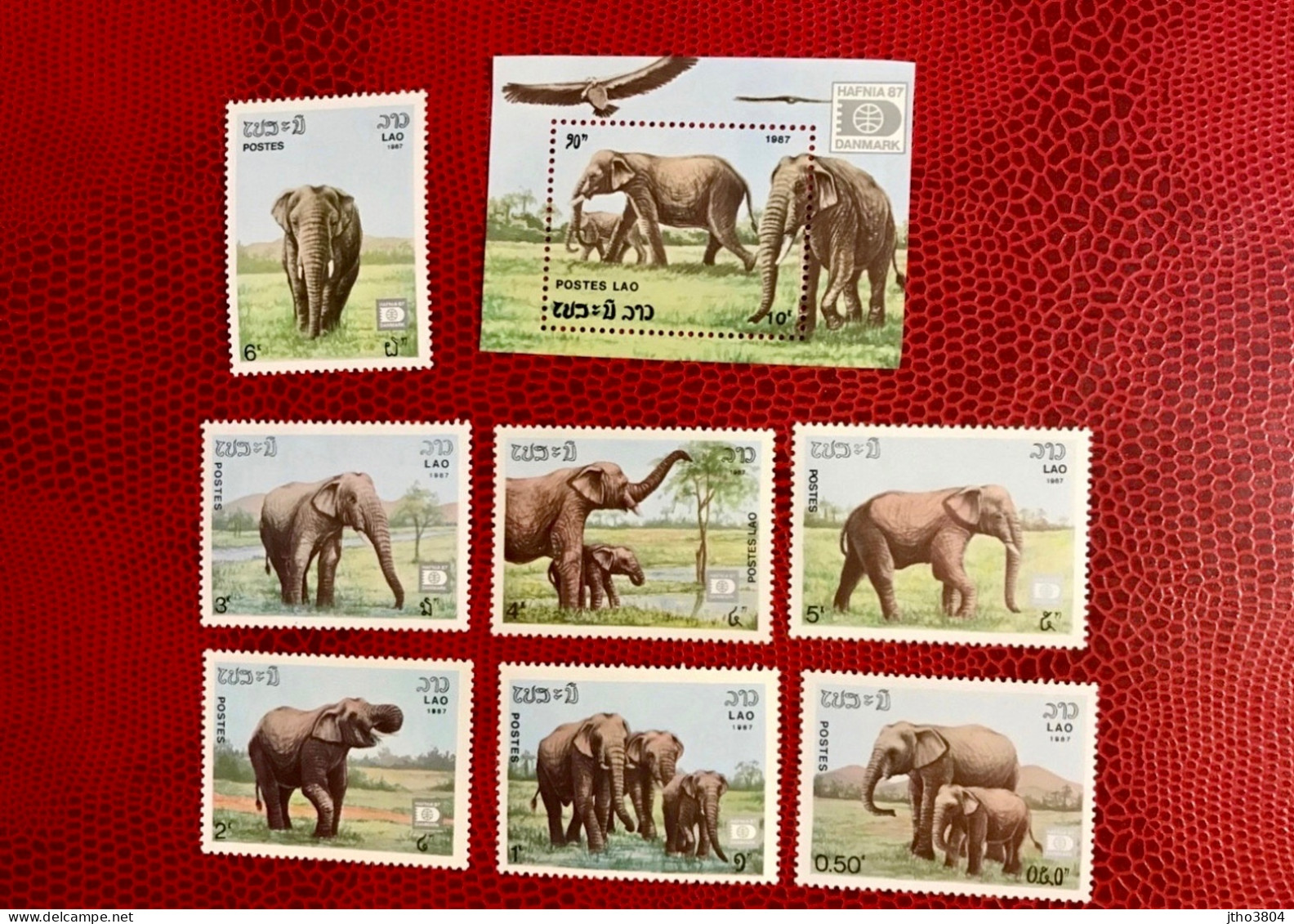 LAOS 1987 Bloc 1v 7v Neuf MNH ** Mi 1026 / 1032 Mamíferos Mammals Säugetiere Mammiferi Mammifère - Eléphants