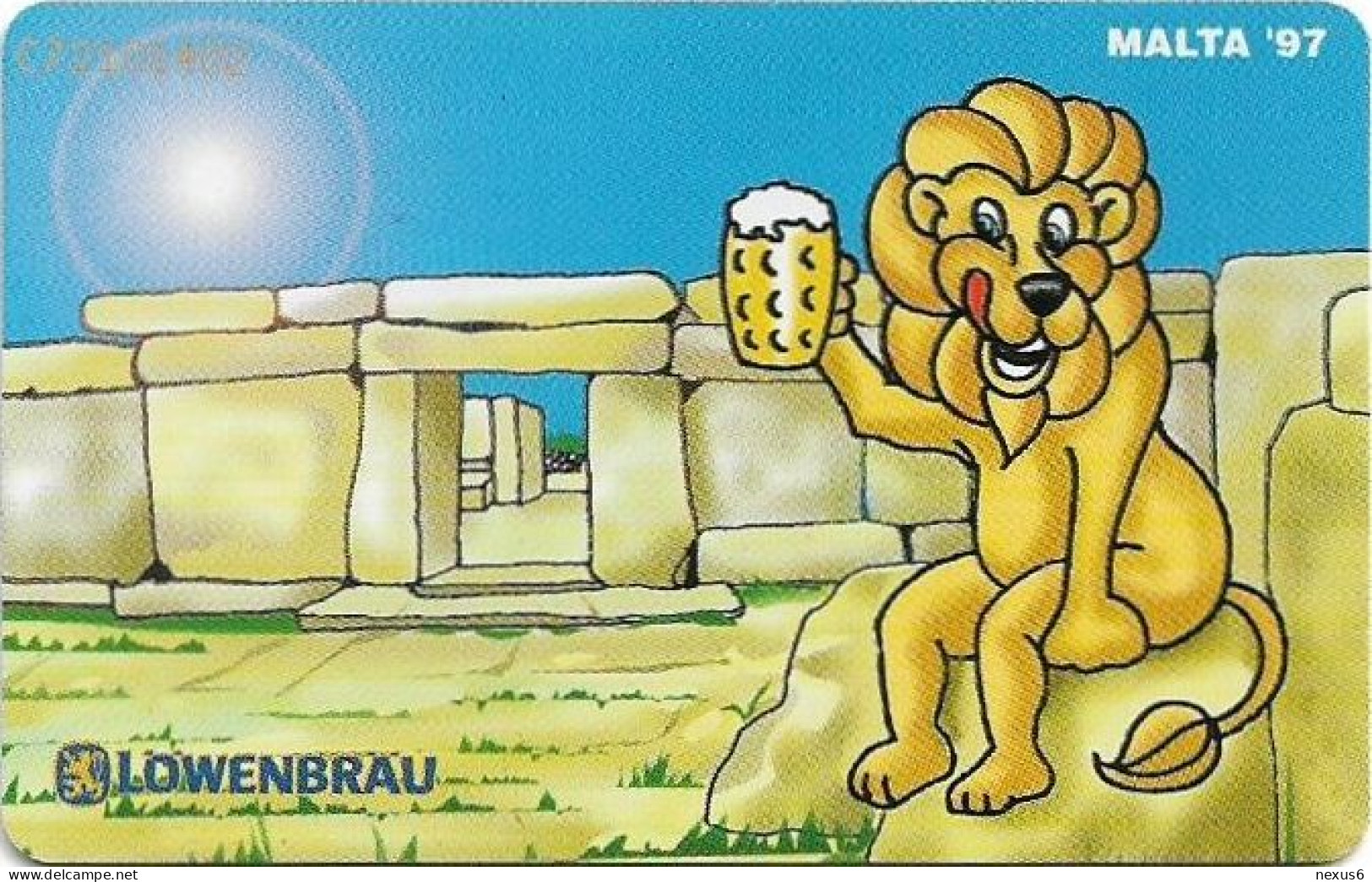 Malta - Maltacom - Lowenbrau, Hagar Qim, 04.1997, 40U, 14.000ex, Used - Malta