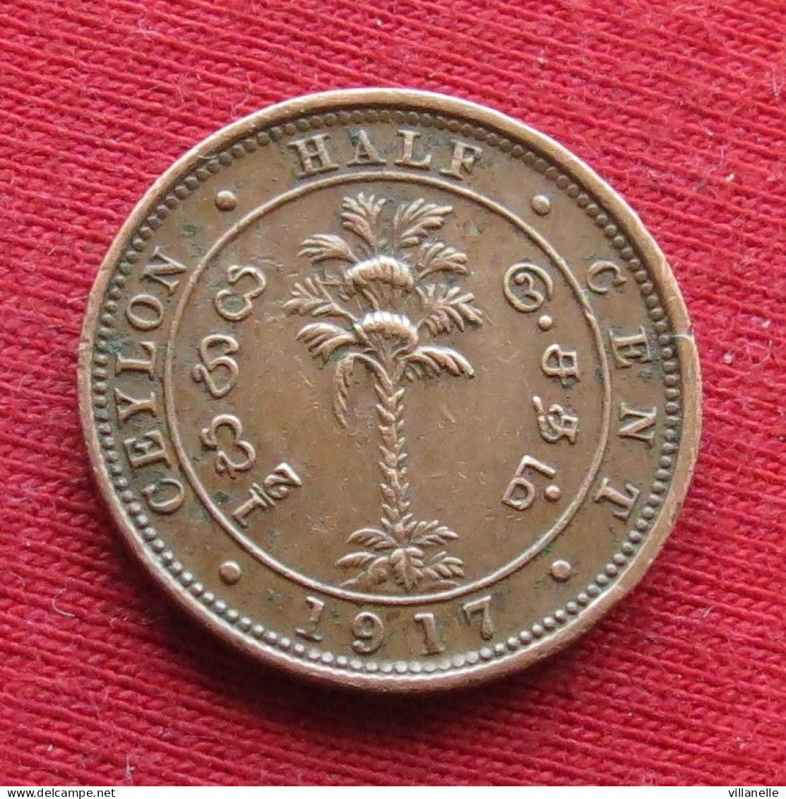 Sri Lanka Ceylon 1/2 Cent  1917  Wºº - Sri Lanka