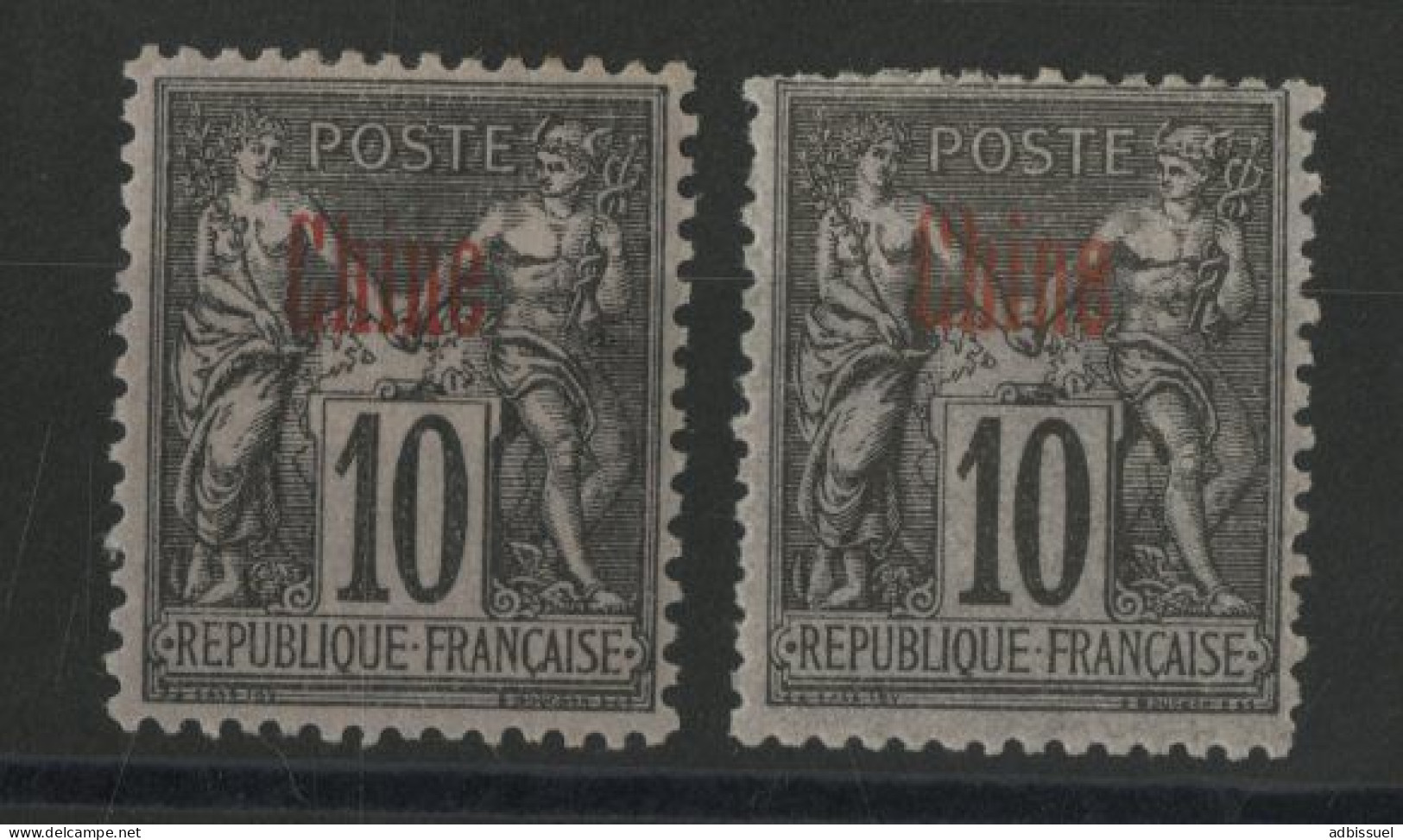 COLONIES CHINE N° 5 + 5a Cote 80 € Surcharge Carmin Et Rouge Neuf * (MH) Voir Description - Unused Stamps