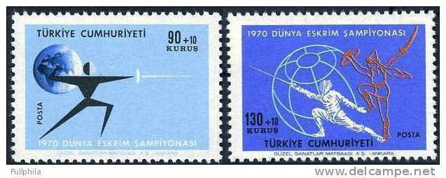 1970 TURKEY THE WORLD FENCING CHAMPIONSHIP MNH ** - Unused Stamps