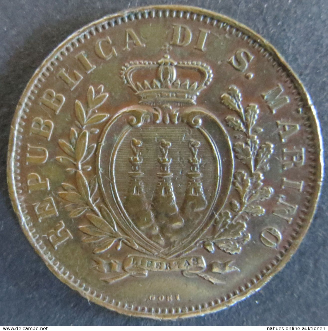 Münze San Marino 1893 R, 10 Centimisi Bronze Vz - San Marino