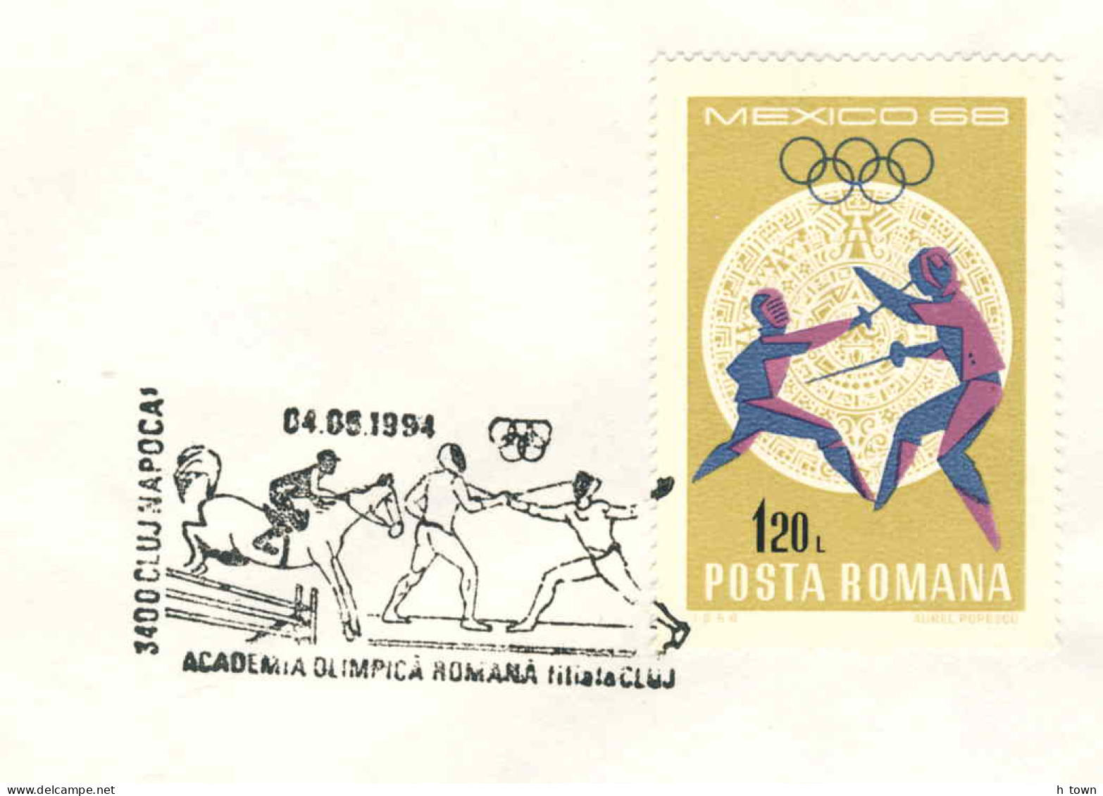 230  Escrime: Oblit. Temp. 1994 - Fencing Pictorial Cancel From Cluj-Napoca, Romania. Plain Cover - Schermen