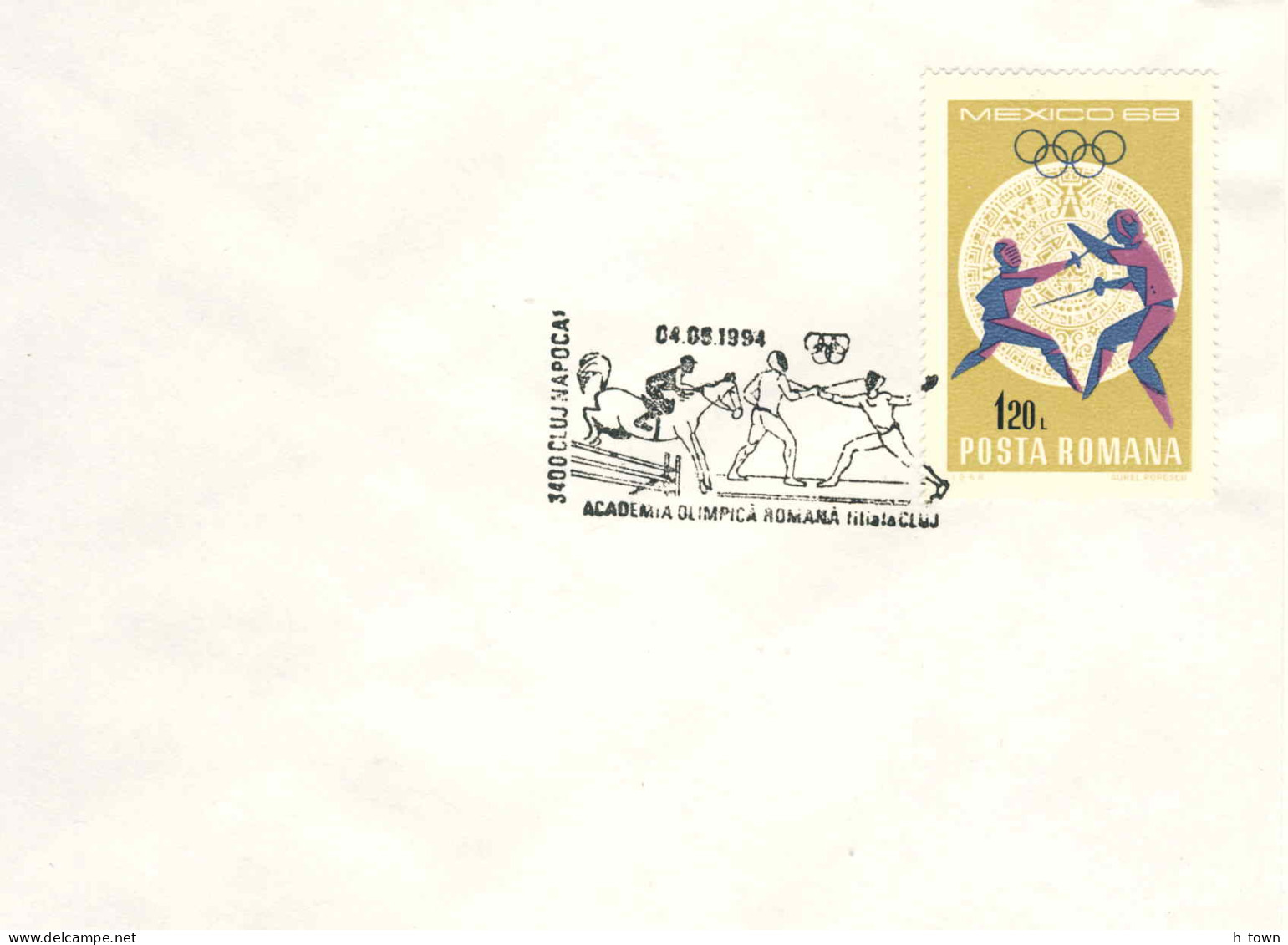 230  Escrime: Oblit. Temp. 1994 - Fencing Pictorial Cancel From Cluj-Napoca, Romania. Plain Cover - Escrime