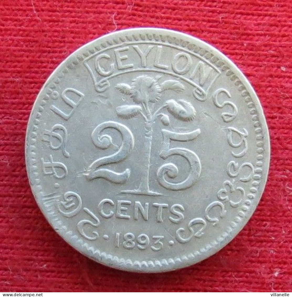 Sri Lanka Ceylon 25 Cents  1893  Wºº - Sri Lanka