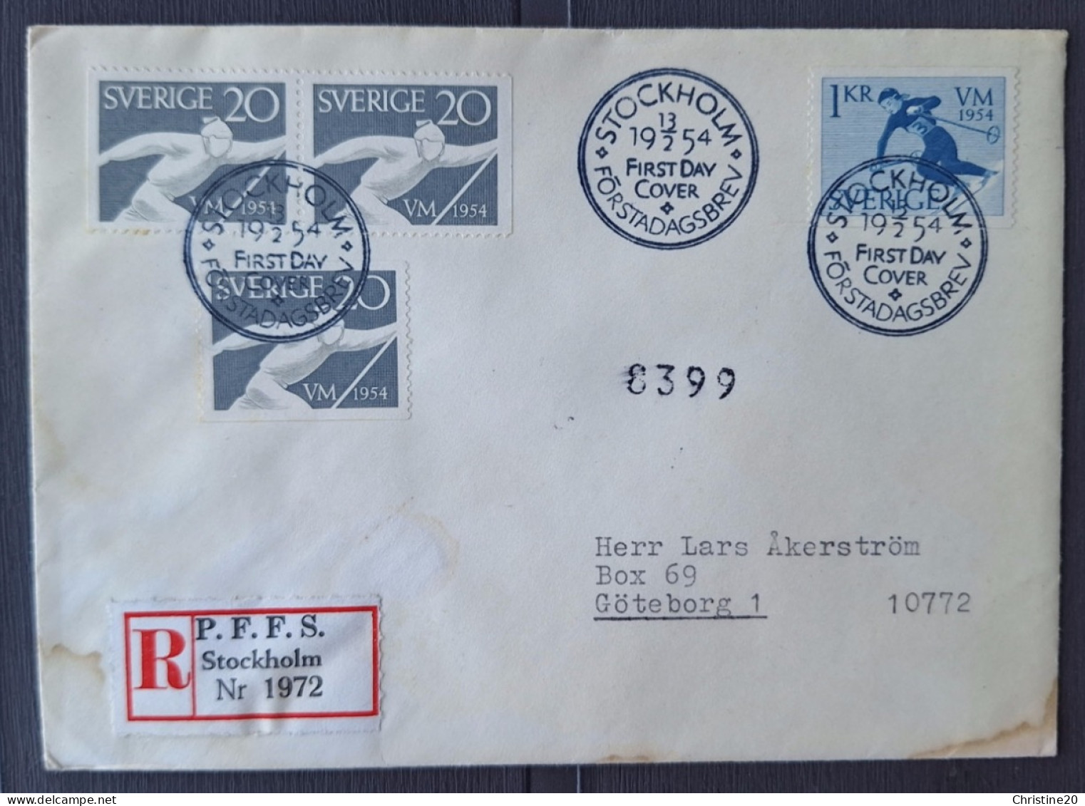 Suède 1954 N°385/86 + N°385b  Ob Sur Lettre Premier Jour  TB - FDC