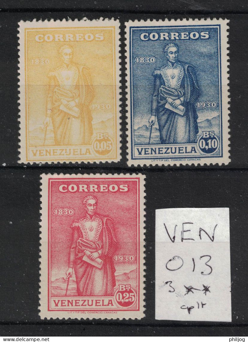 Venezuela 1930  - Yvert 158 à 160 Neufs SANS Charnière - Scott#290-292 MNH - Bolivar - Venezuela