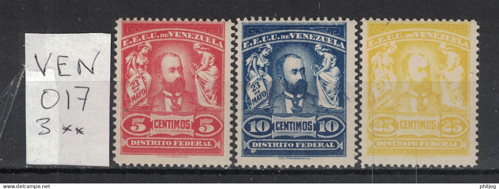 Venezuela 1905  - Yvert 117 à 119 Neufs SANS Charnière - Scott#245-247 MNH - Président Castro - Venezuela