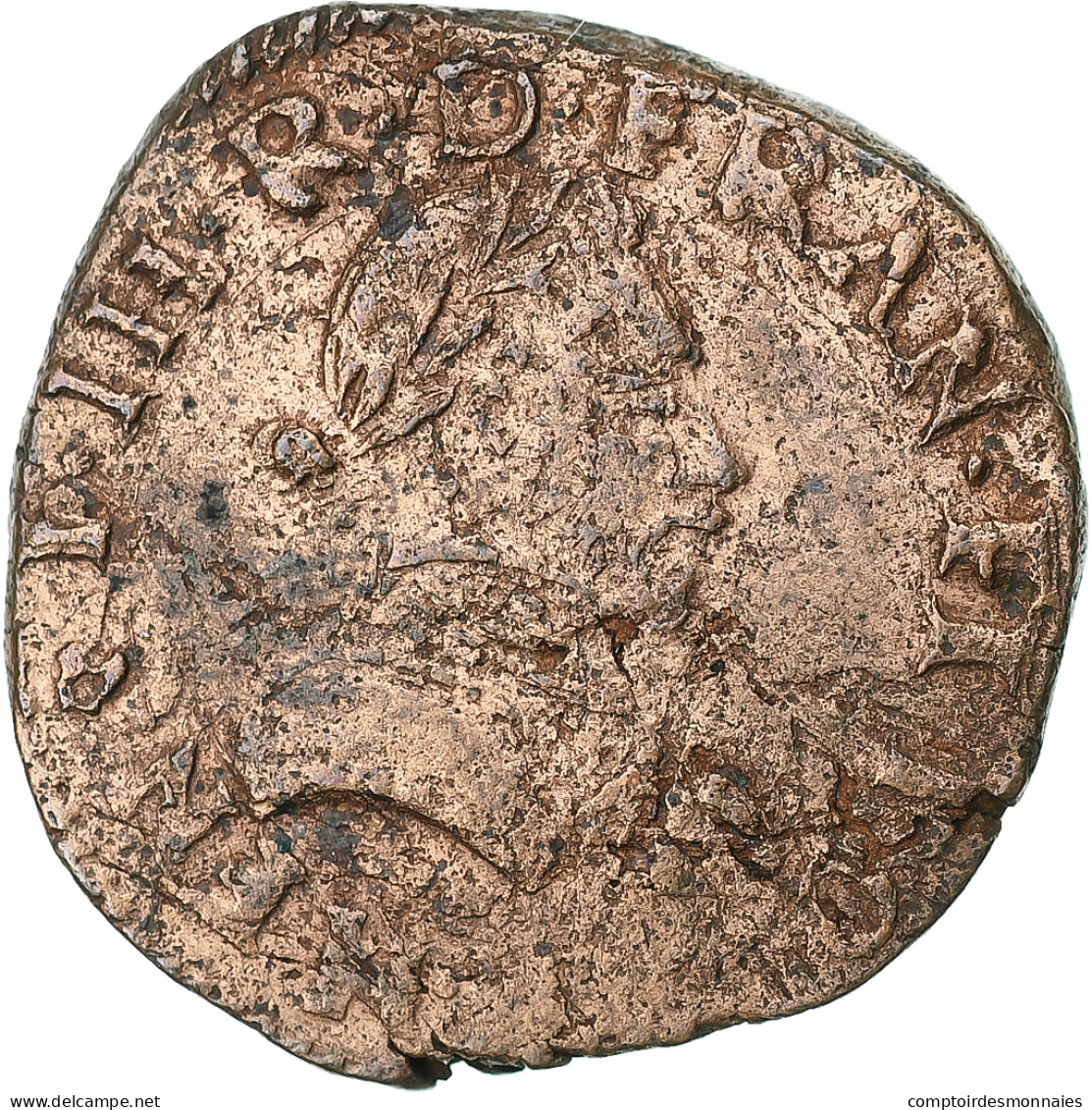 France, Henri III, Double Tournois, 1586, Cuivre, TB+, Gadoury:455 - 1574-1589 Henry III