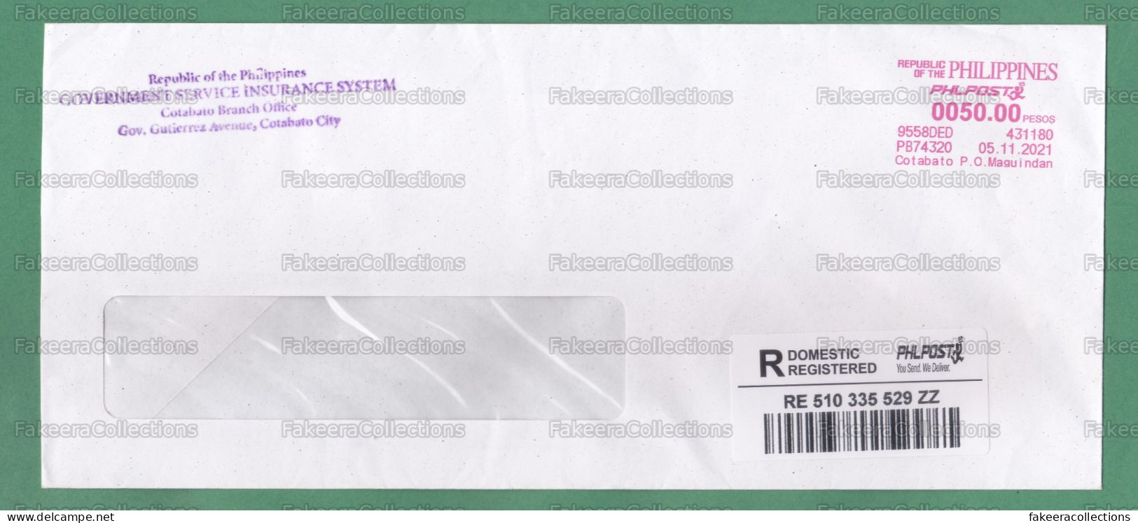 PHILIPPINES 2021 PILIPINAS - Registered Cover With 50 Pesos Meter Franking Cancellation - As Scan - Philippines