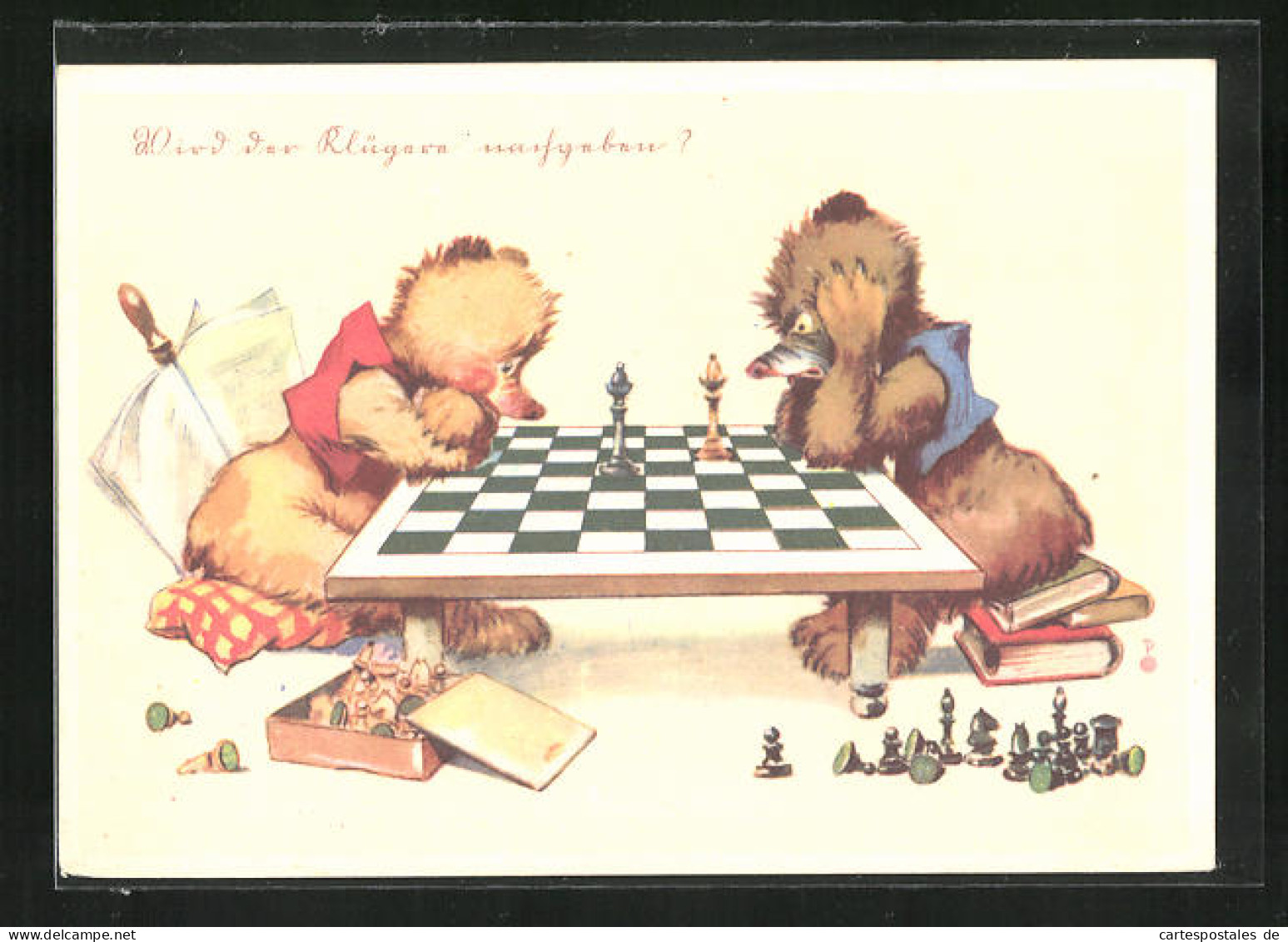 AK Wird Der Klügere Aufgeben, Bären Beim Schachspiel  - Echecs
