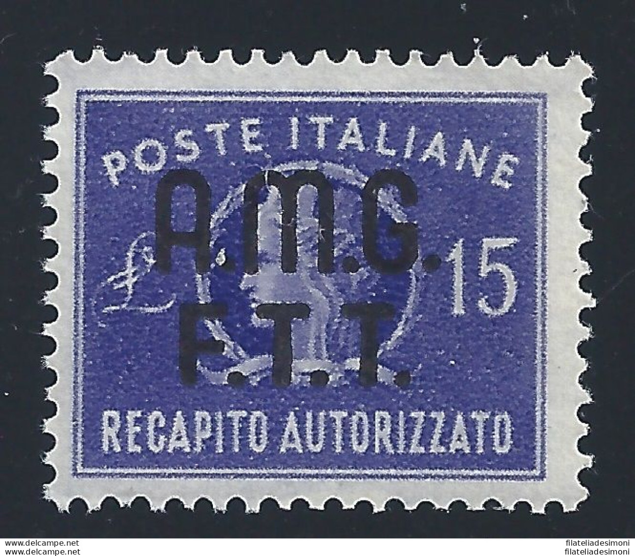 1949 TRIESTE A - Recapito Autorizzato 15 Lire Violetto N° 3  MNH/** - Sonstige & Ohne Zuordnung