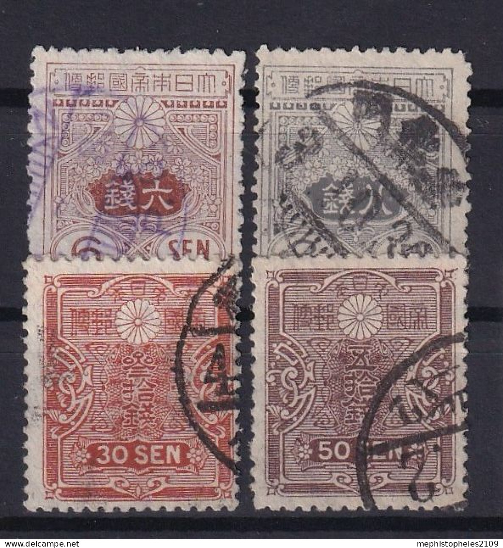 JAPAN 1919 - Canceled - Sc# 134, 136, 141, 143 - Used Stamps