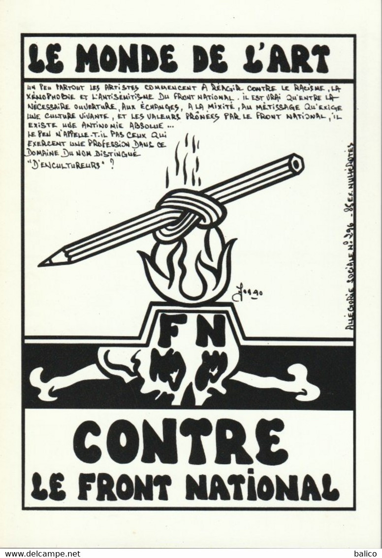 Le Monde De L'Art - Contre Le Front National  - Illustré Par,  Jacques Lardie - Tirage, 85 Exemplaires - Numéro 48 - Lardie