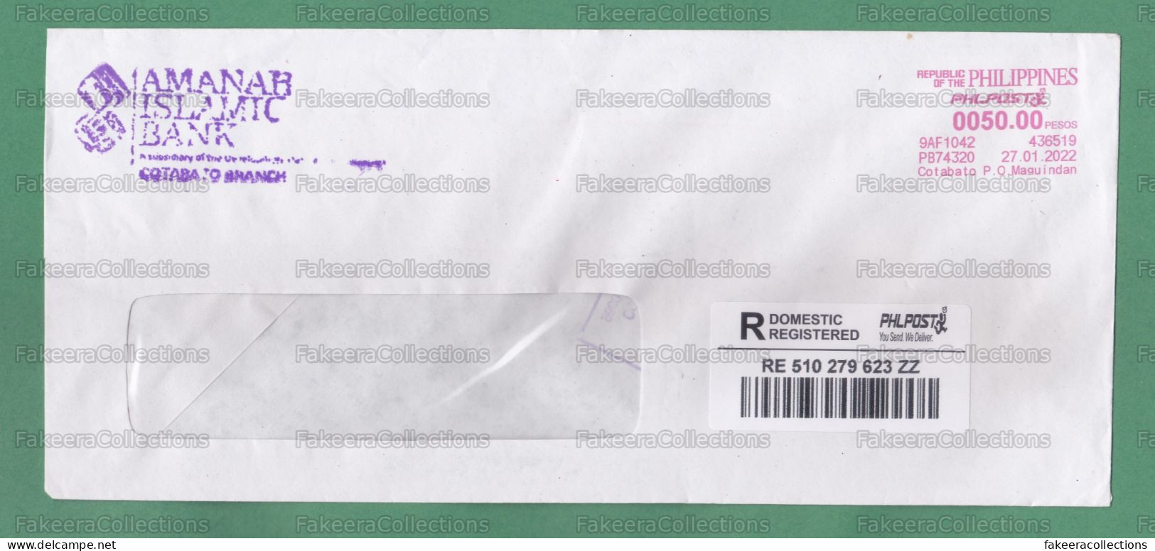 PHILIPPINES 2022 PILIPINAS - Registered Cover With 50 Pesos Meter Franking Cancellation - As Scan - Philippinen