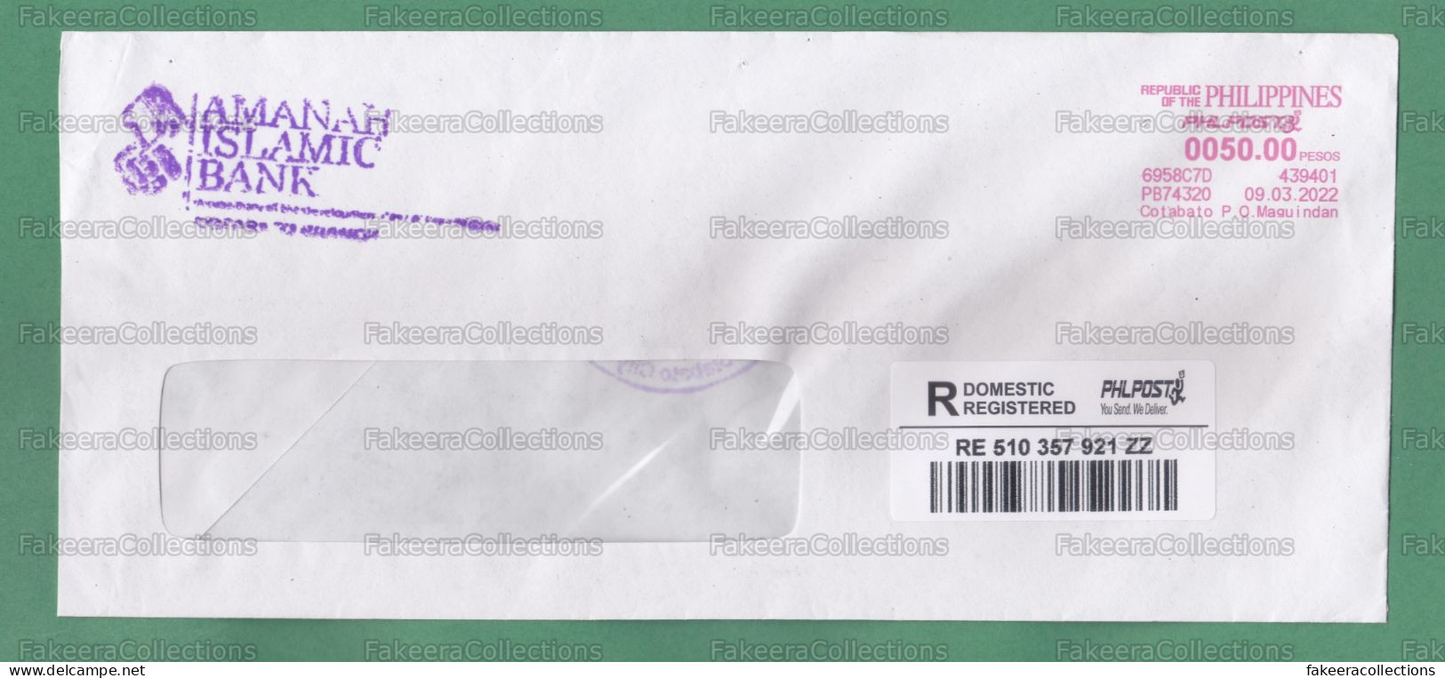 PHILIPPINES 2022 PILIPINAS - Registered Cover With 50 Pesos Meter Franking Cancellation - As Scan - Philippinen