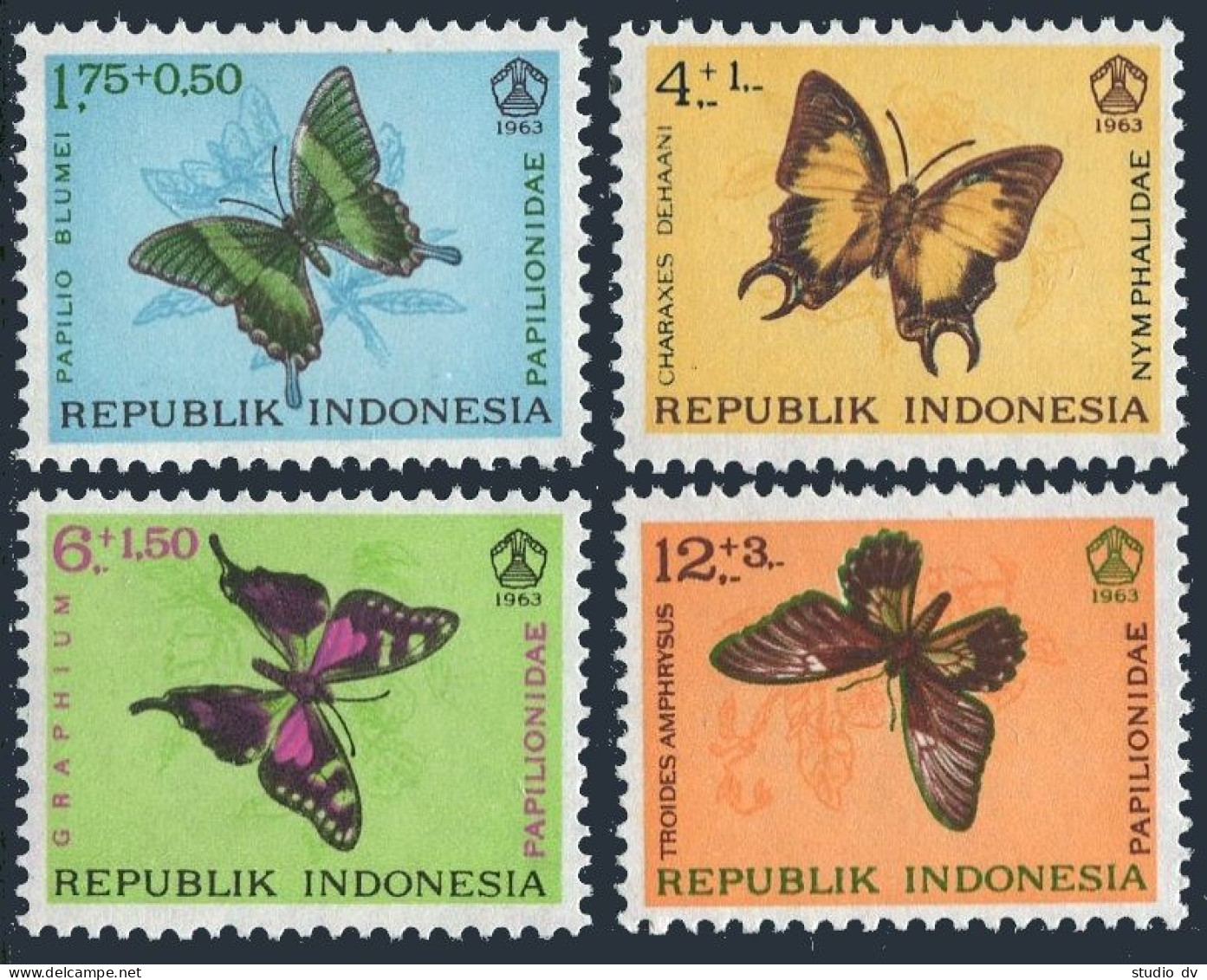 Indonesia B156-B159,MNH.Michel 421-424. Social Day 1963.Butterflies. - Indonesië