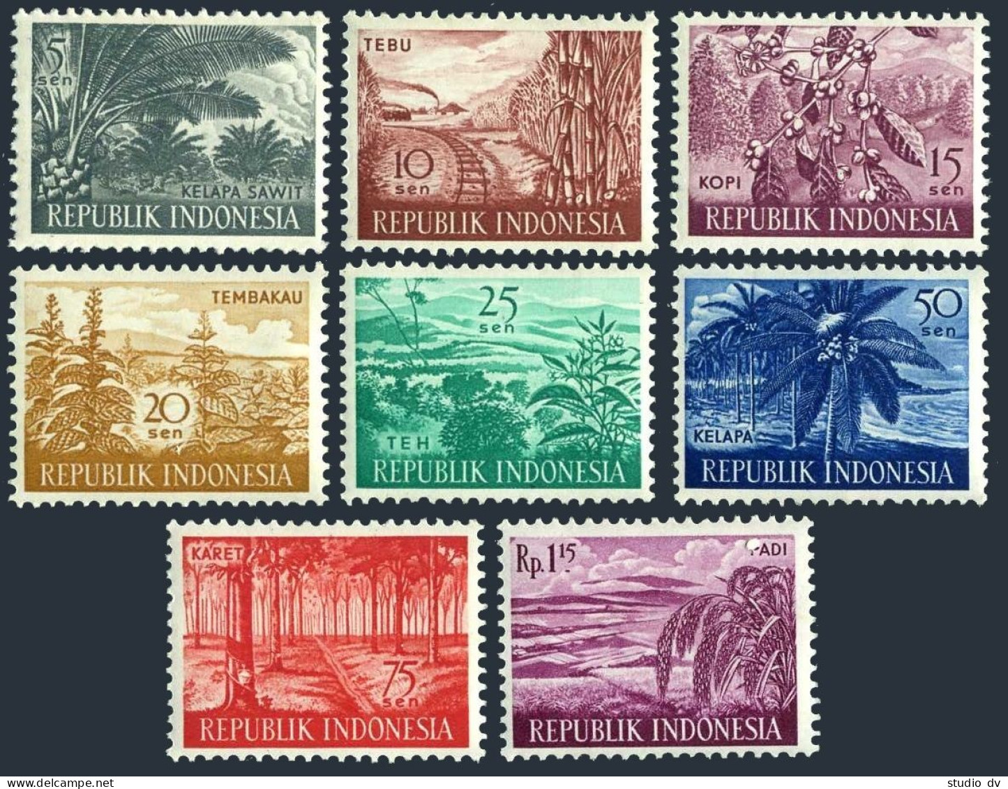 Indonesia 494-501,MNH.Michel 269-276. Agriculture 1960.Tea,Oil Palms, - Indonesië