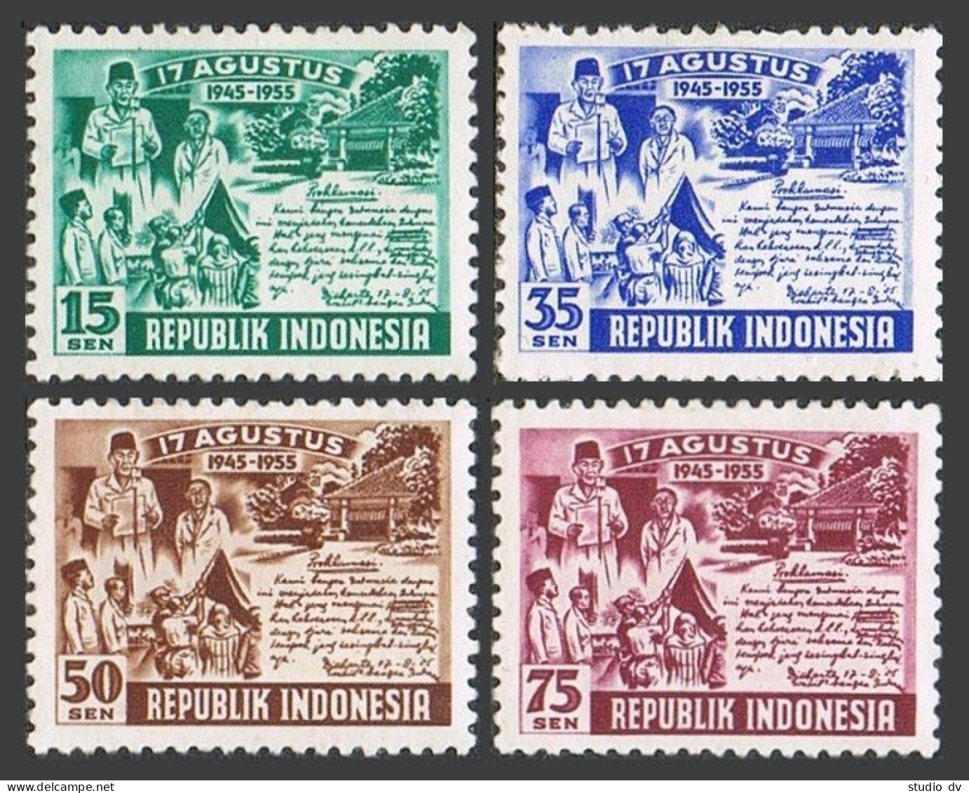 Indonesia 406-409,lightly Hinged.Michel 143-146. Independence,10th Ann.1955. - Indonesia