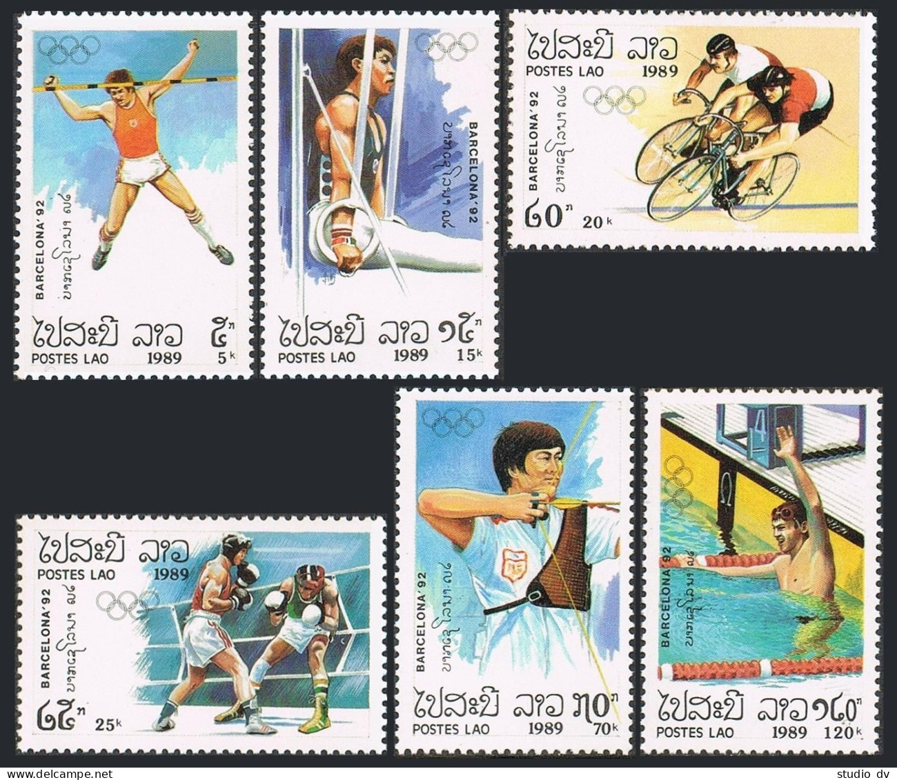 Laos 926-931,MNH.Michel 1155-1160. Olympics Barcelona-1992.Pole Vault,Gymnastic, - Laos
