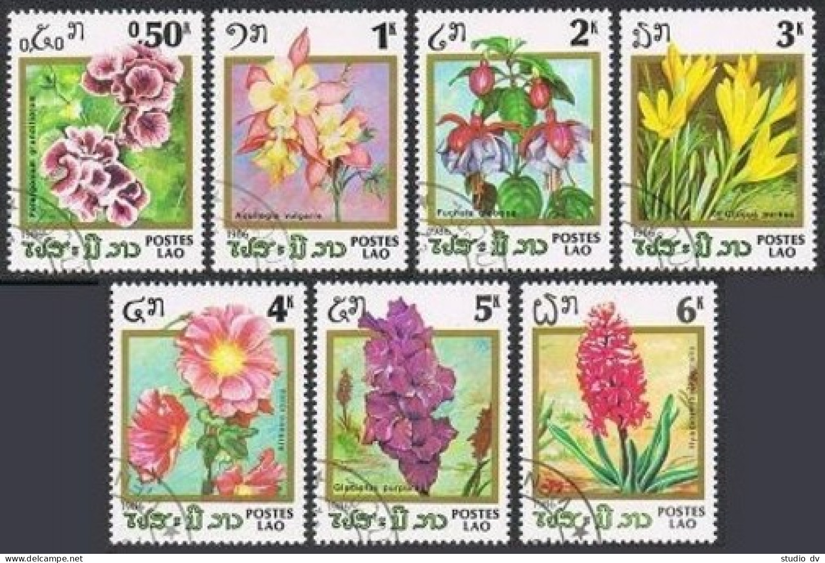 Laos 685-691,CTO.Michel 890-896. Flowering Plants,1986. - Laos