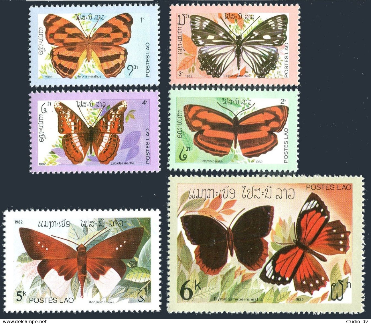 Laos 386-391,MNH.Michel 554-559. Butterflies 1982.Herona Marathus,Neptis Paraka, - Laos