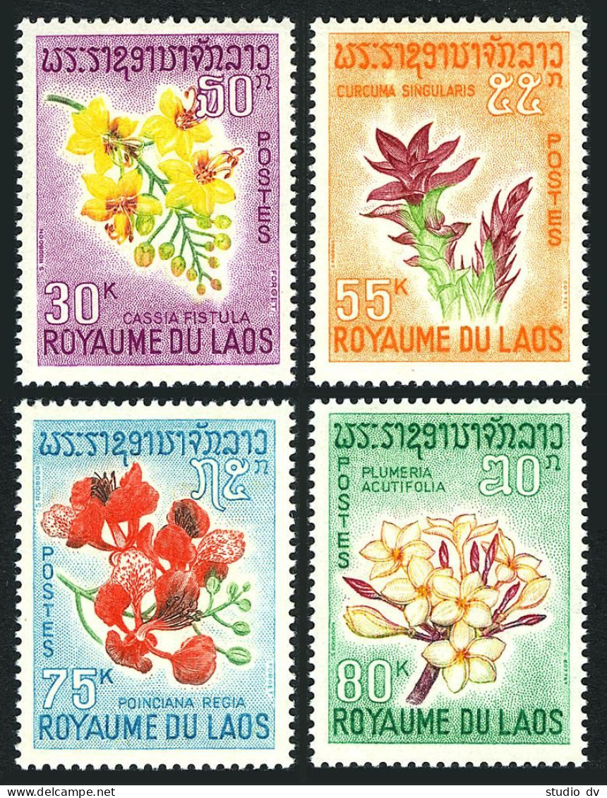 Laos 152-155, MNH. Mi 211-21. Blossoms,1967. Drumstick, Turmeric,Peacock Flower, - Laos