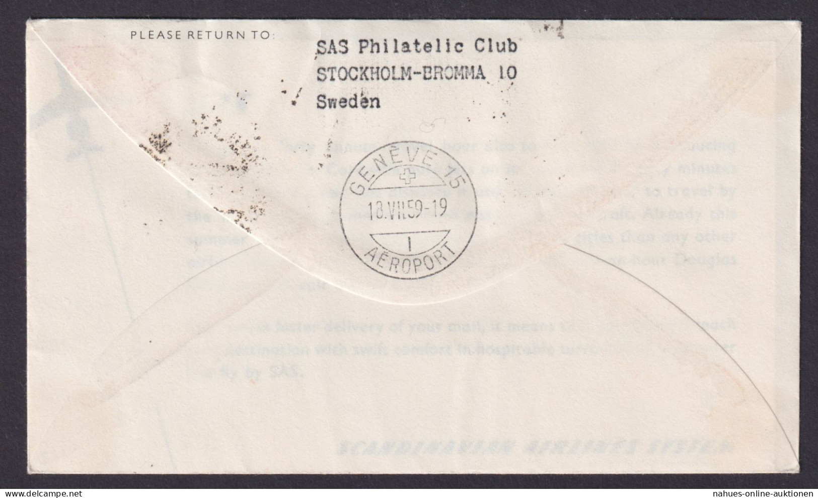 Flugpost Brief Air Mail SAS Italien Caravelle Jet Flight Rom Genf Schweiz Schöne - Gebraucht