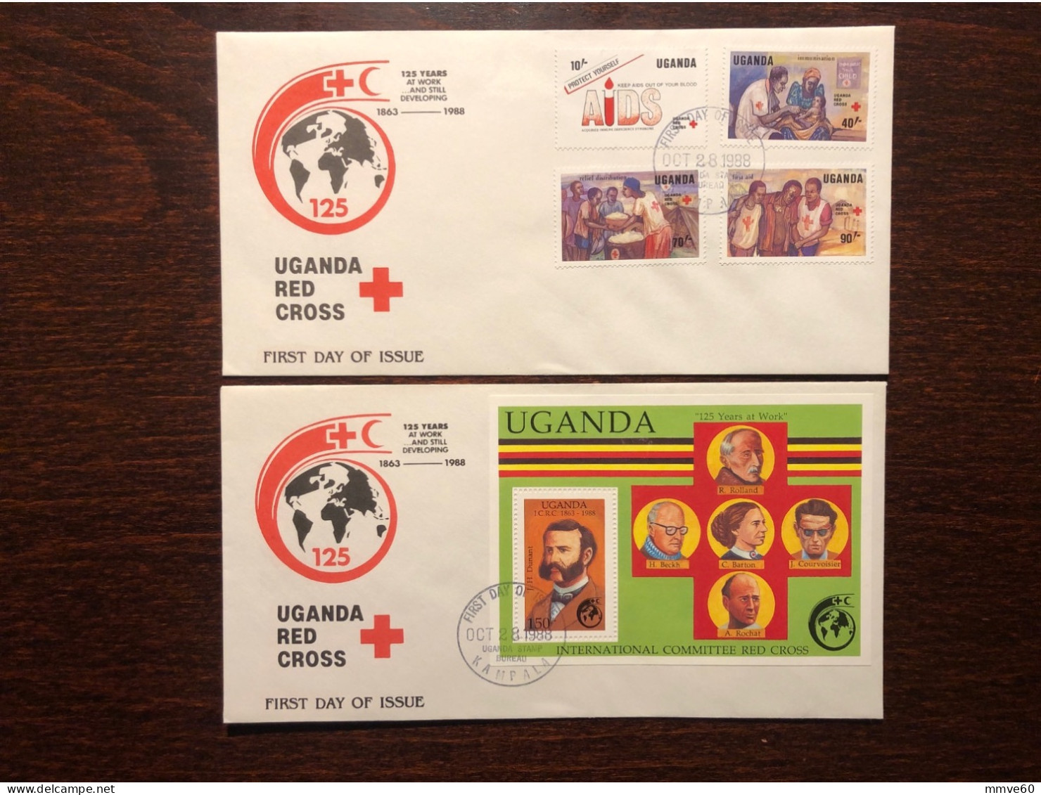 UGANDA FDC COVER 1988 YEAR RED CROSS AIDS DUNANT  HEALTH MEDICINE STAMPS - Uganda (1962-...)