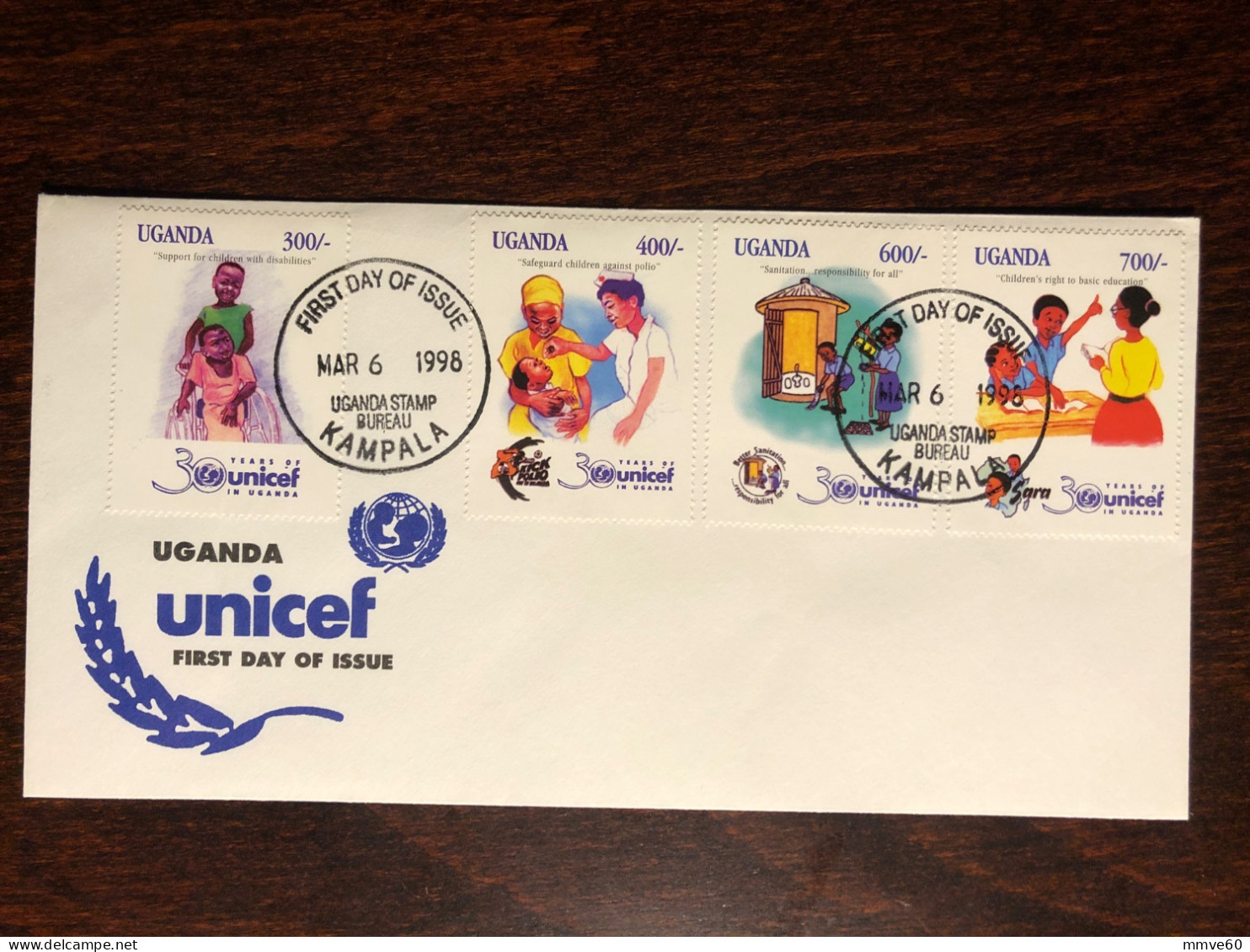 UGANDA FDC COVER 1998 YEAR DISABLED IMMUNIZATION SANITATION HEALTH MEDICINE STAMPS - Ouganda (1962-...)