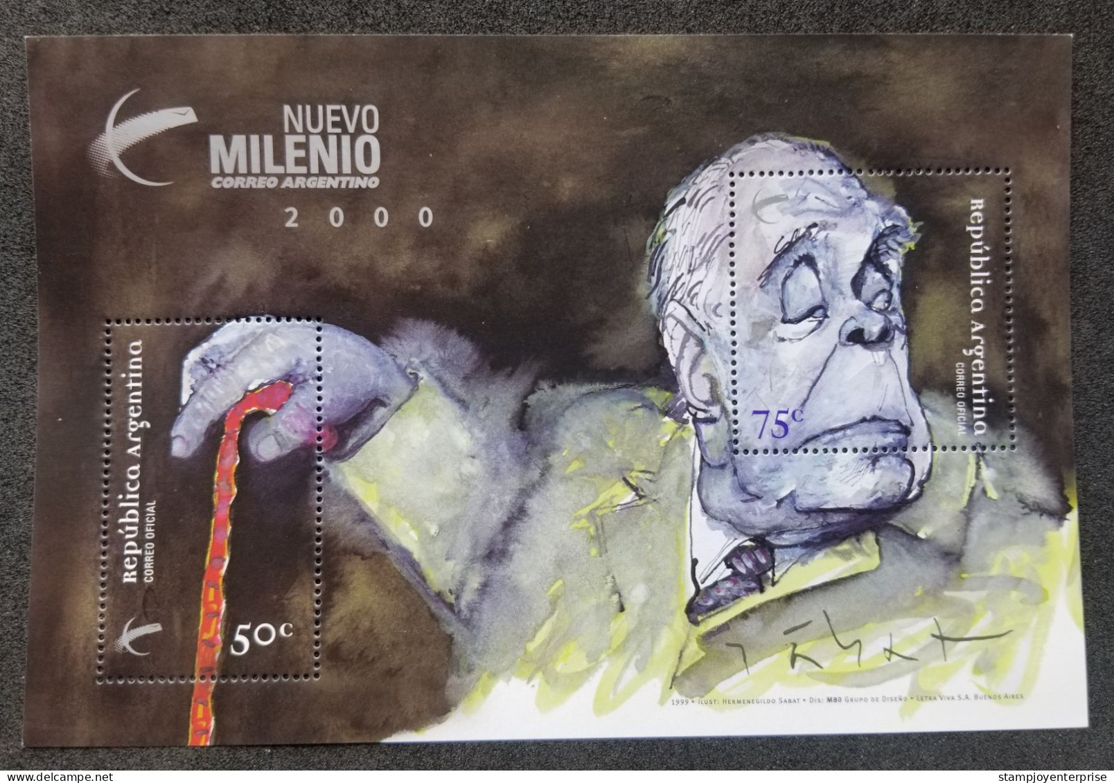 Argentina New Millennium 2000 1999 Literary Poets Writer (ms) MNH - Unused Stamps