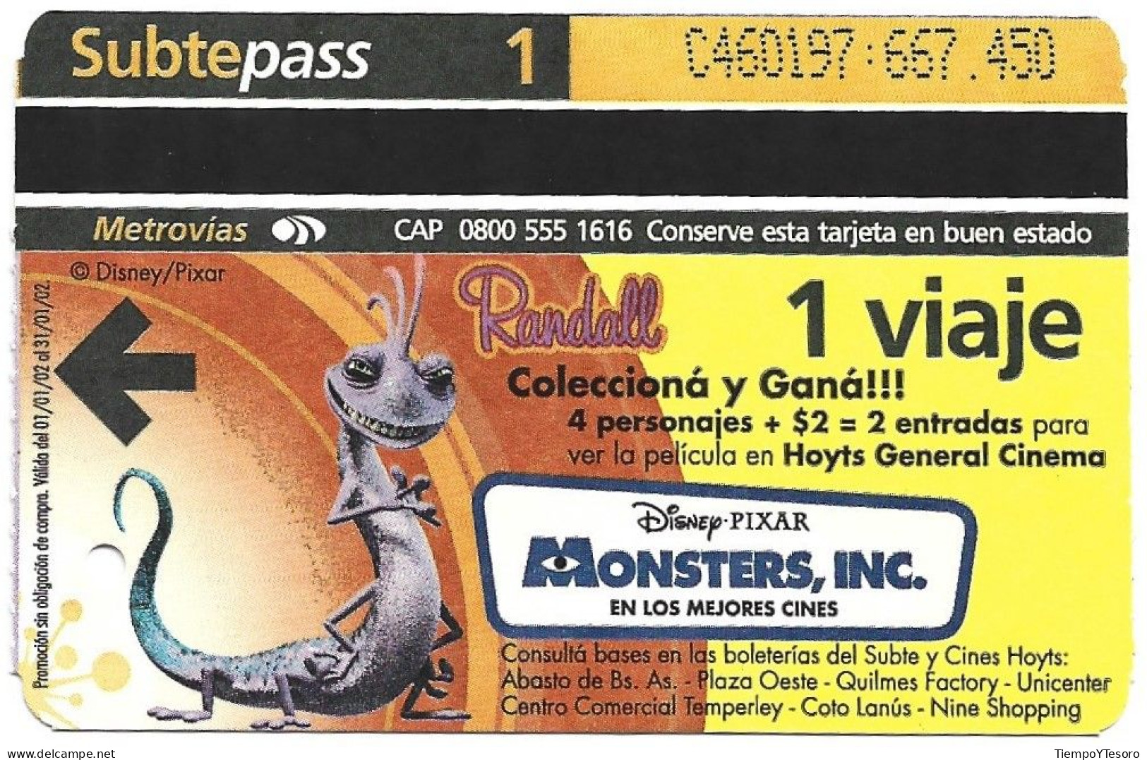 Subtepass - Argentina, Monster's University, N°1469 - Advertising