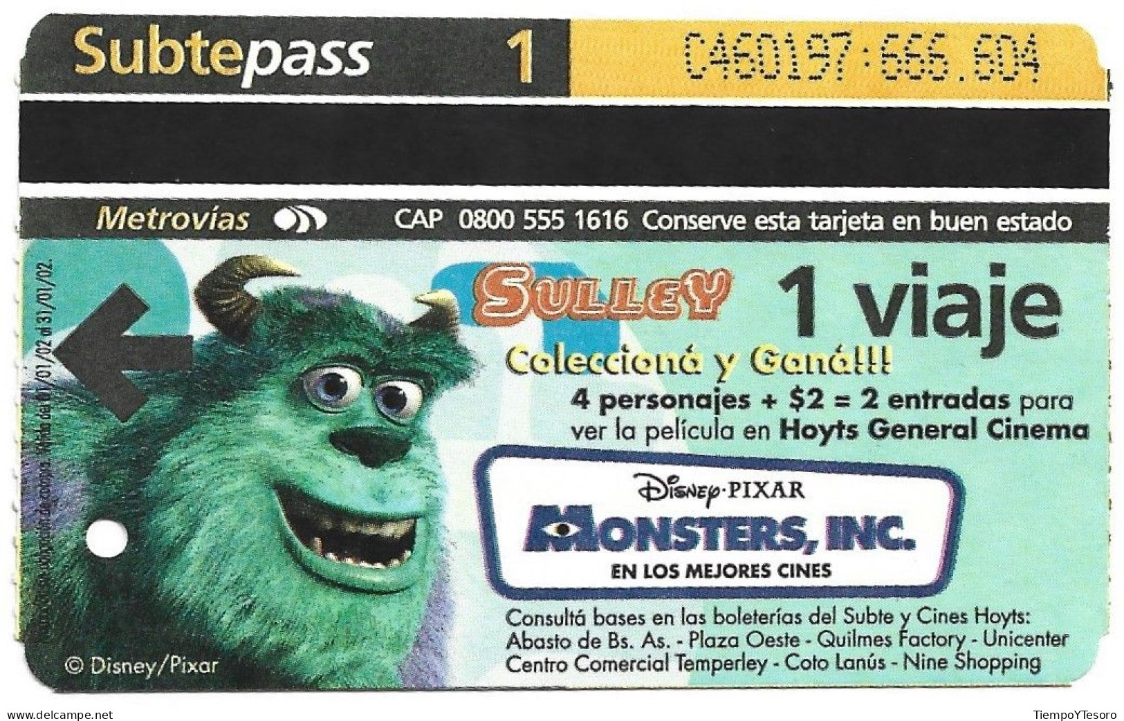 Subtepass - Argentina, Monster's University 2, N°1470 - Advertising