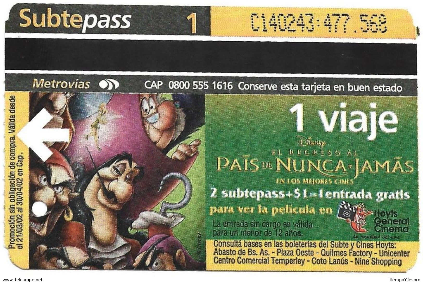 Subtepass - Argentina, Neverland, N°1477 - Publicidad