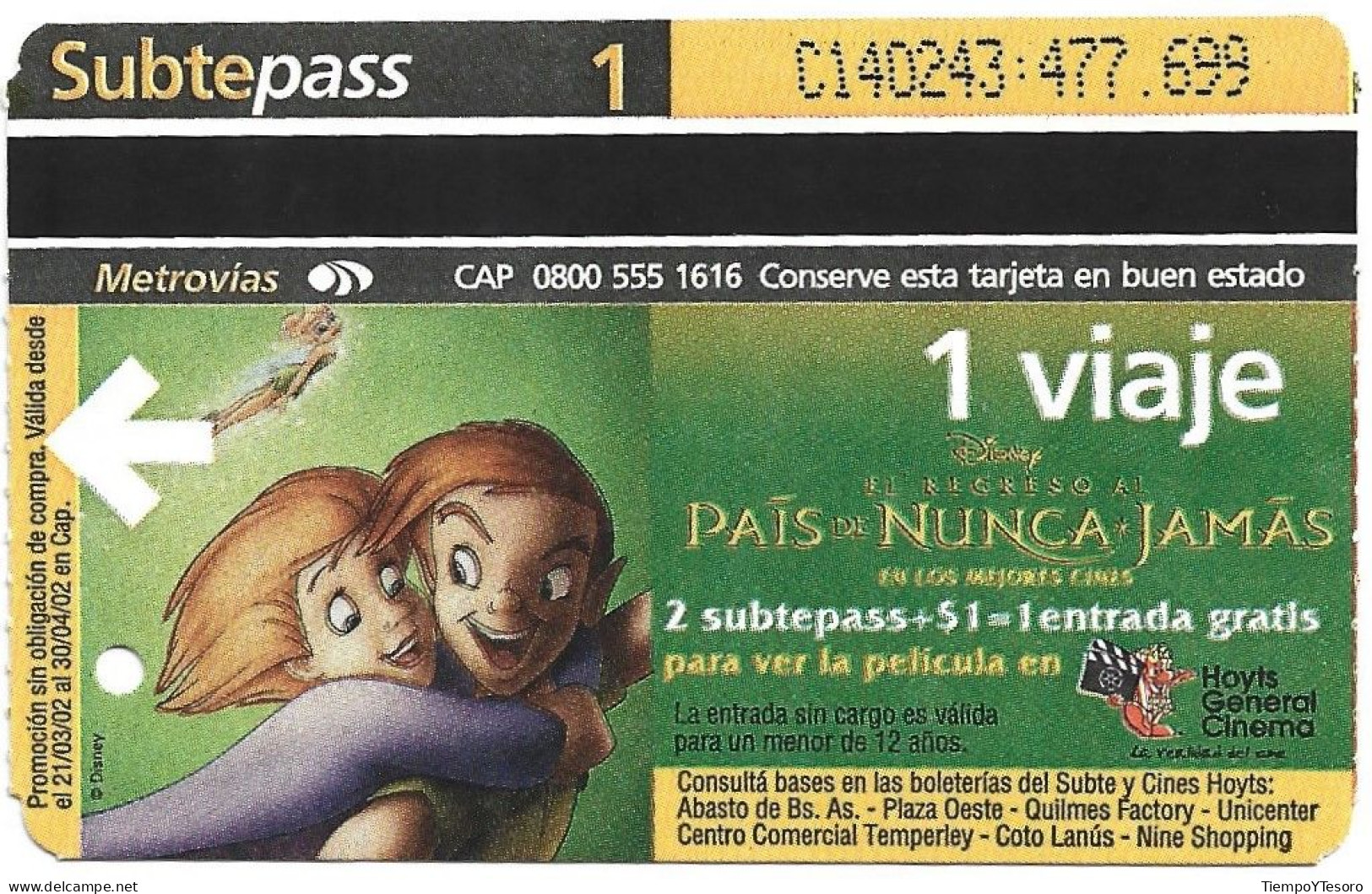 Subtepass - Argentina, Neverland 1, N°1478 - Publicidad