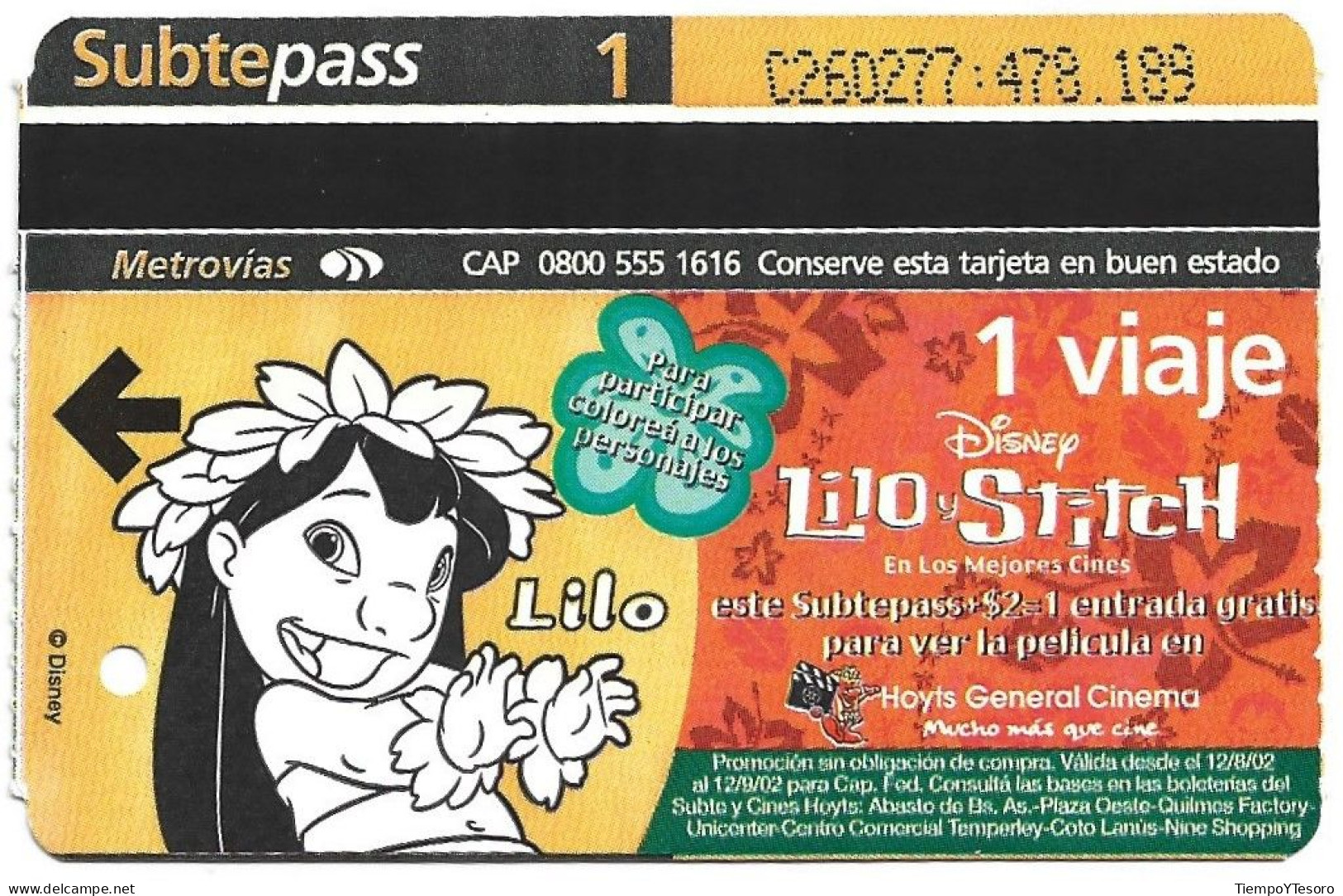 Subtepass - Argentina, Lilo & Stitch, N°1481 - Advertising