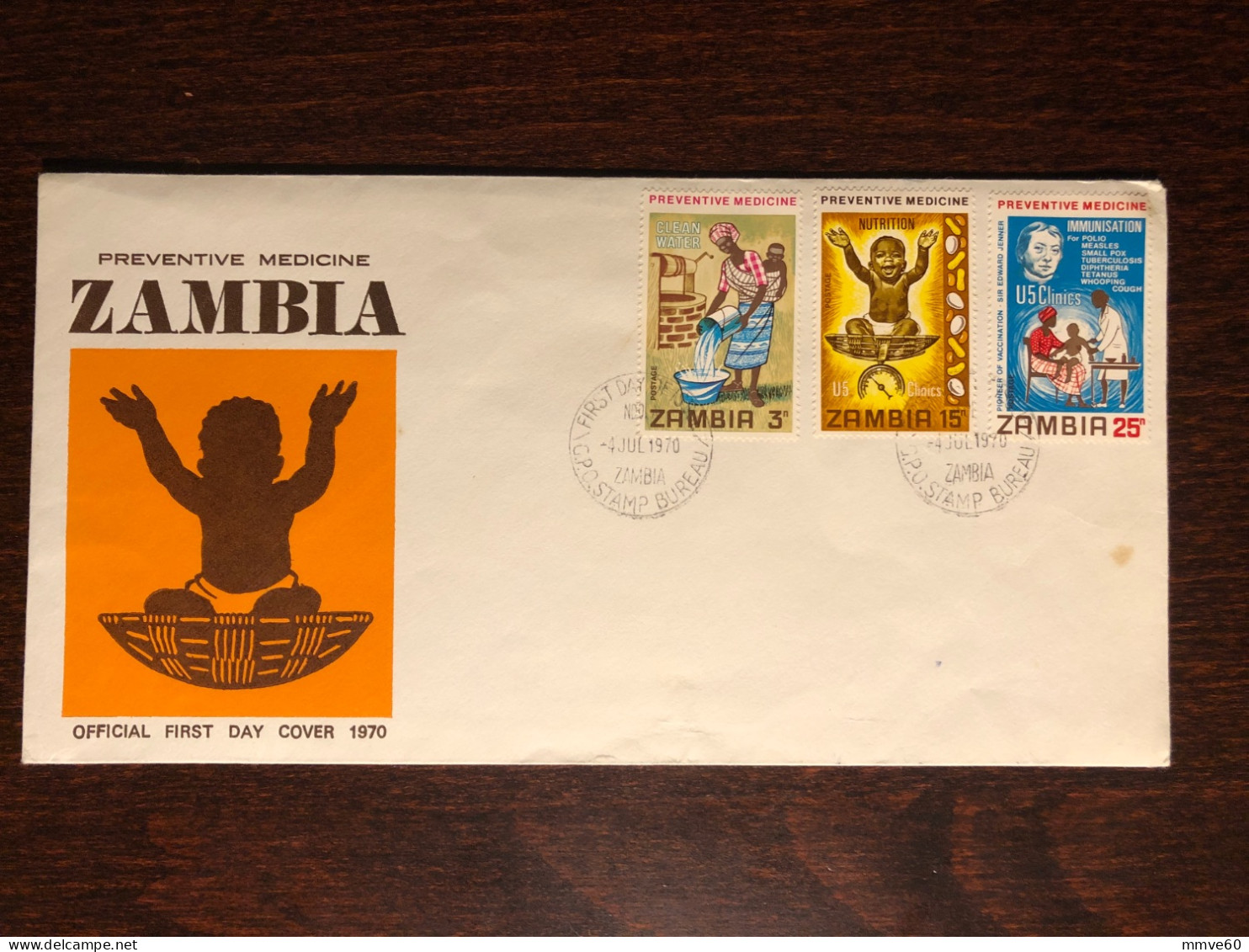 ZAMBIA FDC COVER 1970 YEAR PREVENTIVE MEDICINE IMMUNIZATION HEALTH MEDICINE STAMPS - Zambia (1965-...)