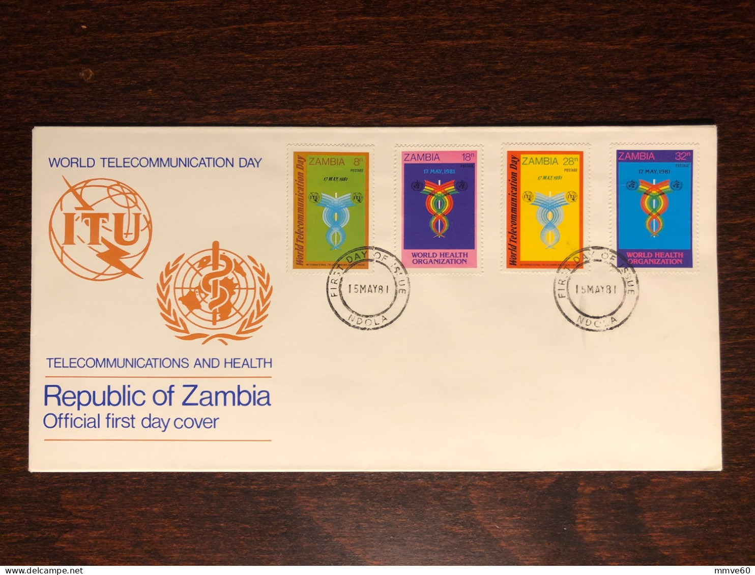 ZAMBIA FDC COVER 1981 YEAR TELECOMMUNICATIONS AND HEALTH MEDICINE STAMPS - Zambia (1965-...)