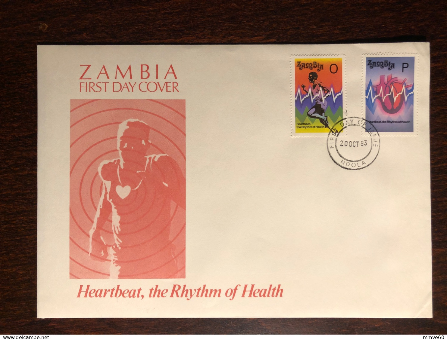 ZAMBIA FDC COVER 1993 YEAR CARDIOLOGY HEART HEALTH MEDICINE STAMPS - Zambie (1965-...)