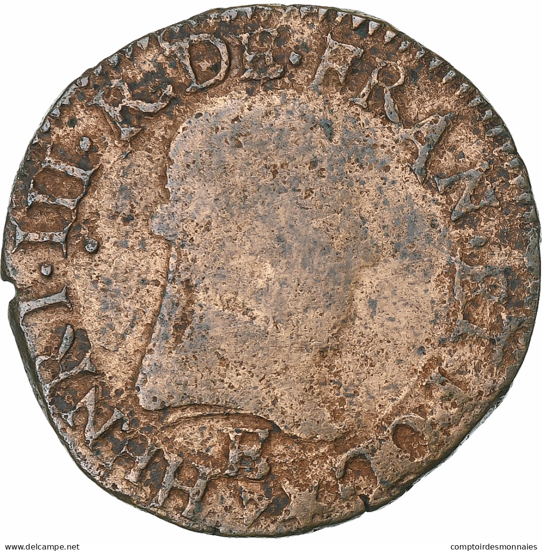 France, Henri III, Double Tournois, 1581, Tours, Cuivre, TB, Gadoury:455 - 1574-1589 Hendrik III