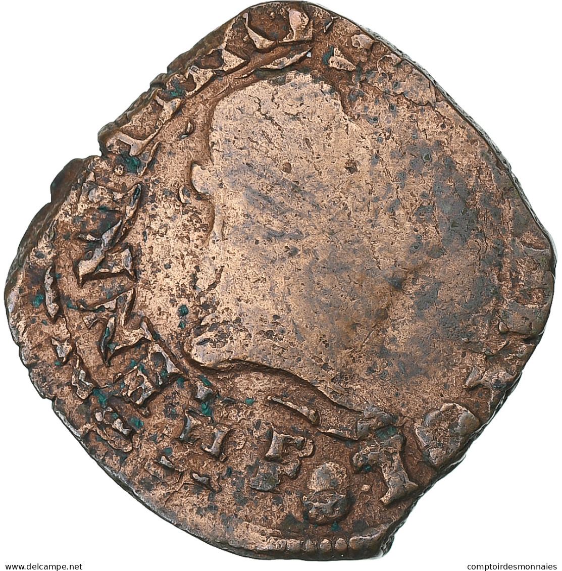 France, Henri III, Double Tournois, 1586, Angers, Cuivre, TB, Gadoury:455 - 1574-1589 Enrique III